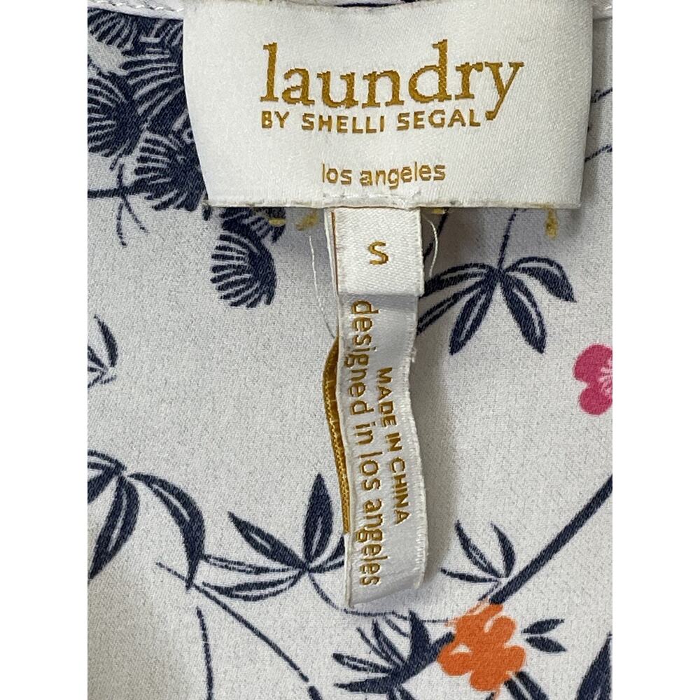 Laundry by Shelli Segal Shirt Womens Small White Floral Sleeveless Blouse Top - Picture 5 of 8
